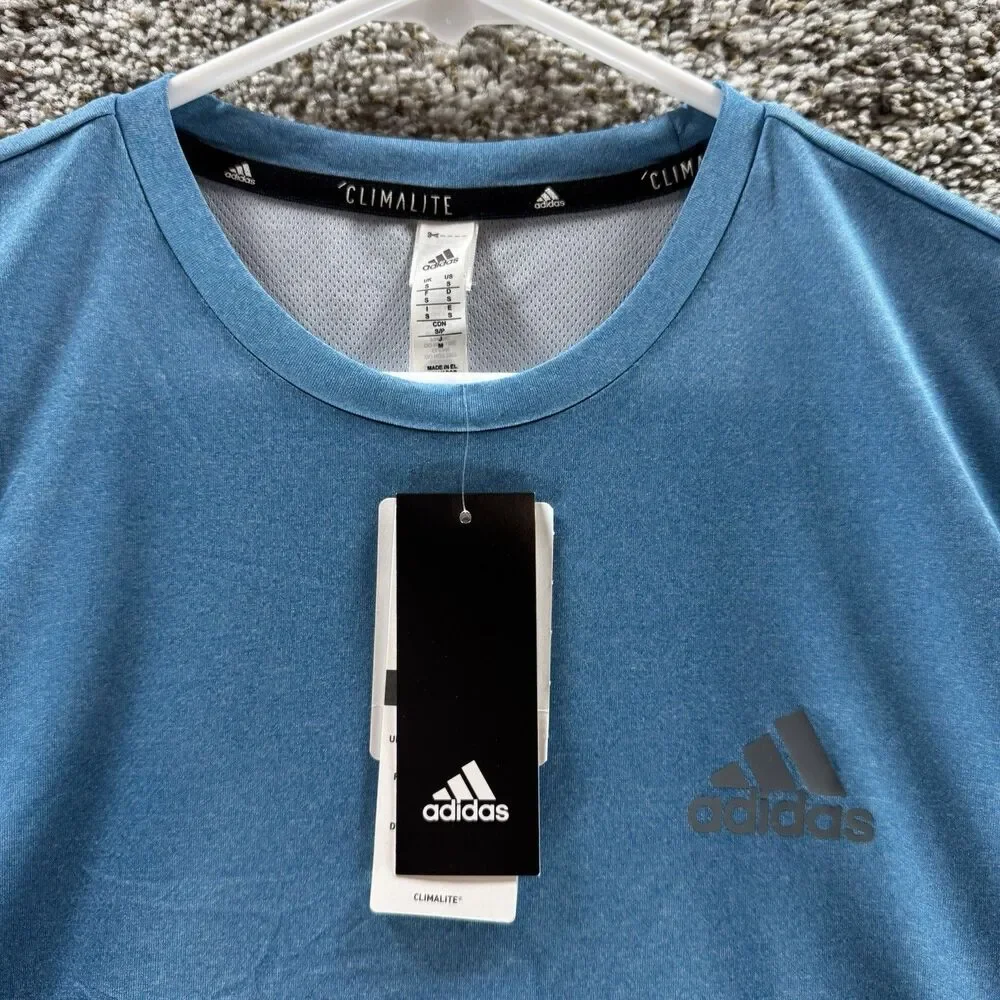 Adidas Shirt Mens Small Blue Climalite Tech Tee New With Tags Short Sleeve Adult
